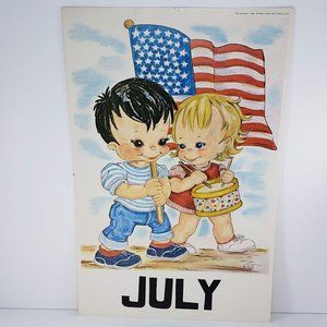 Vintage 1968 Classroom Poster Print Atrelle Dill Roberta Ross July Fourth